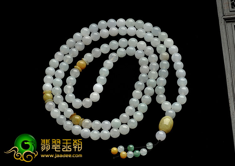 糯冰种白色缅甸翡翠A货佛珠