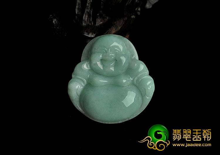 糯冰种豆色缅甸翡翠A货玉佛挂件
