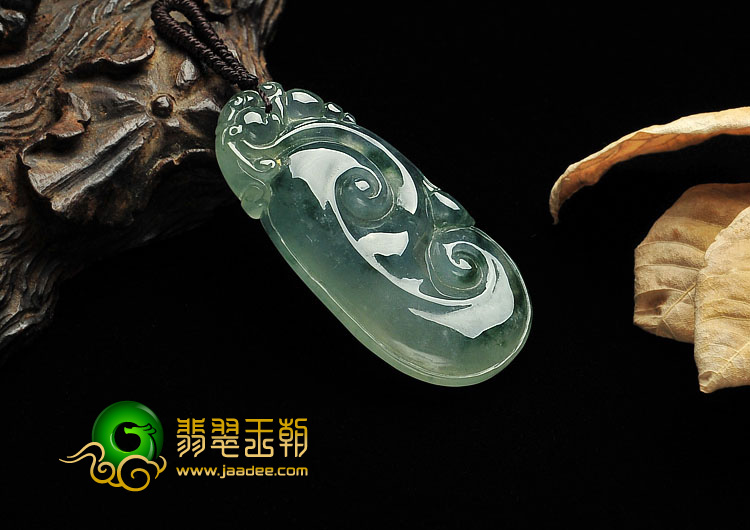冰种晴水飘花缅甸翡翠A货如意挂件
