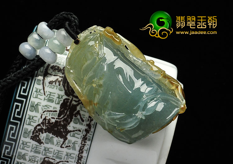 冰种褐黄翡晴水缅甸翡翠A货节节高挂件