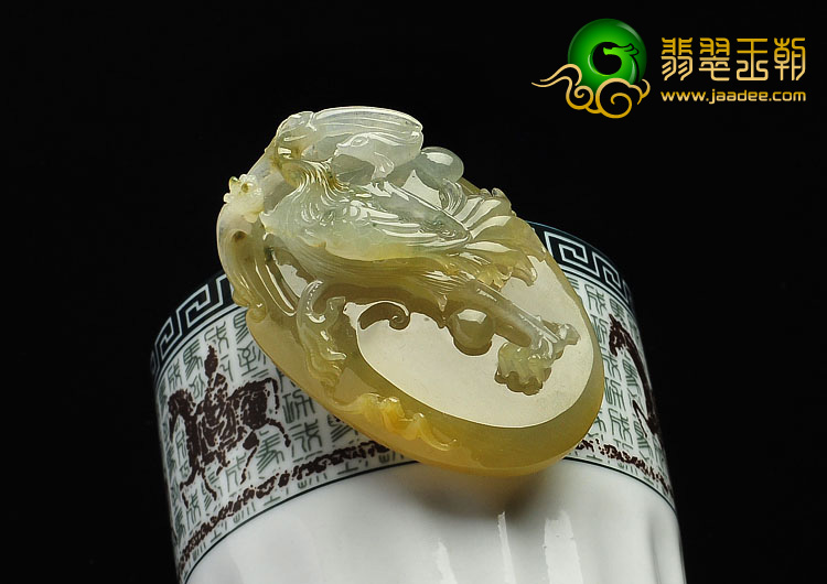 冰种褐黄翡略飘花缅甸翡翠A货一路连科挂件