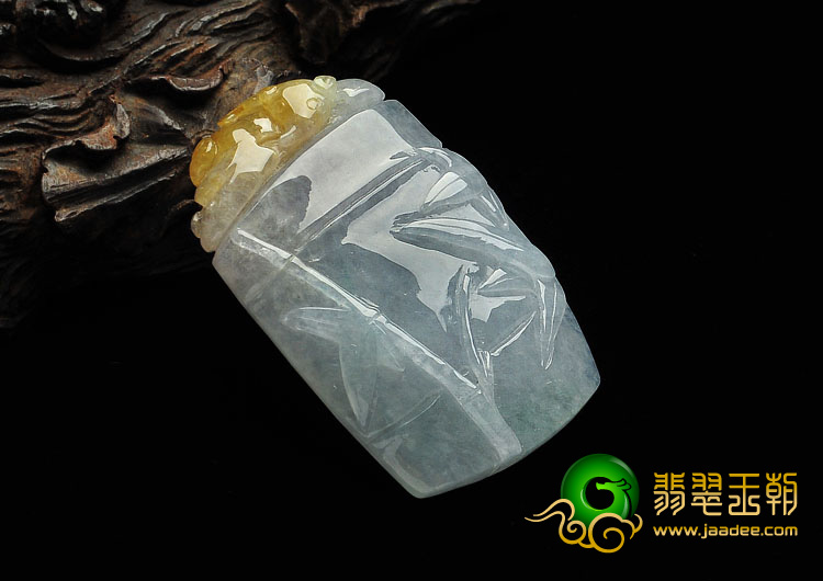 冰种晴水略带黄翡缅甸翡翠A货节节高挂件