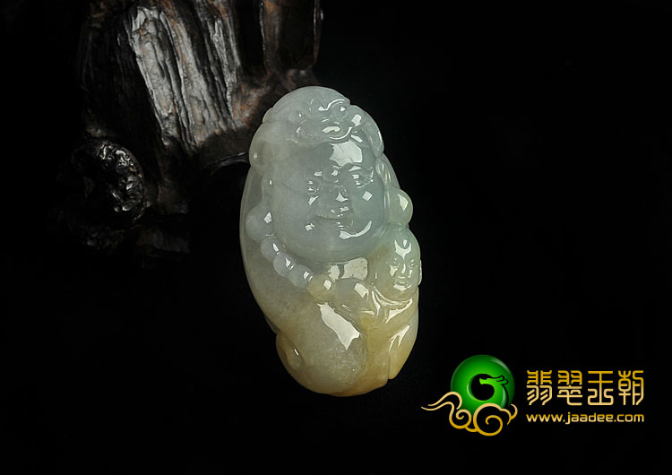 (超值推荐)糯冰种黄翡缅甸翡翠A货玉佛挂件