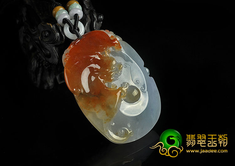 冰种红黄翡缅甸翡翠A货福从天降挂件