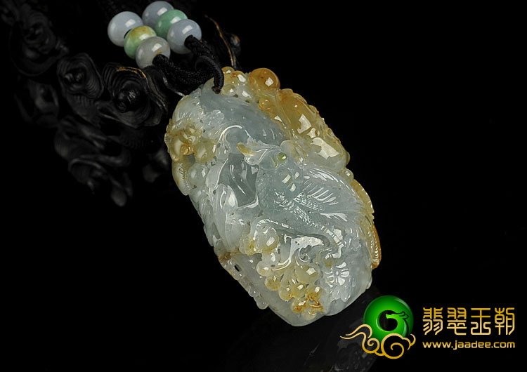 糯冰种黄翡缅甸翡翠A货花开富贵挂件