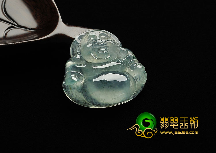 冰种晴水飘花缅甸翡翠A货玉佛挂件