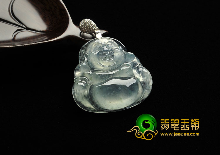 冰种飘花缅甸翡翠A货玉佛挂件