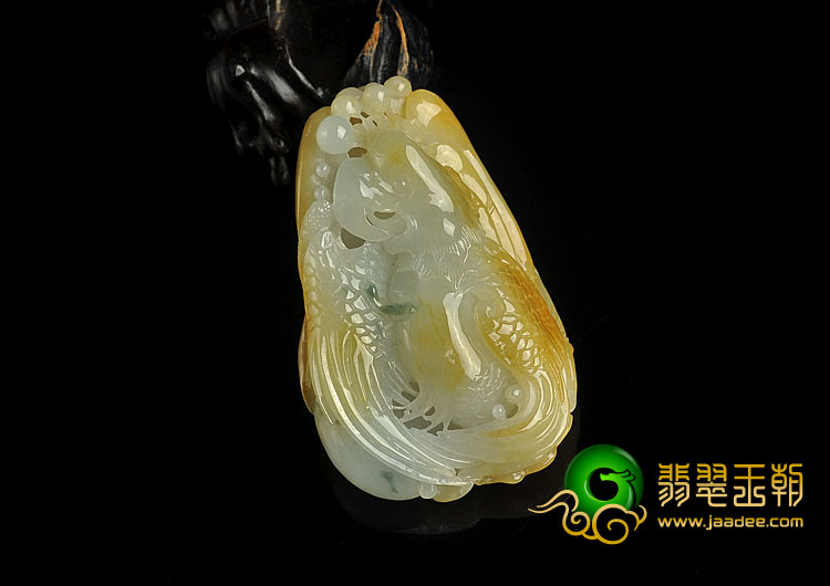 糯冰种黄翡飘花缅甸翡翠A货英明神武挂件
