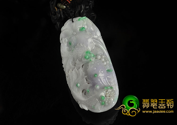 细糯种春带彩缅甸翡翠A货金玉满堂手玩件