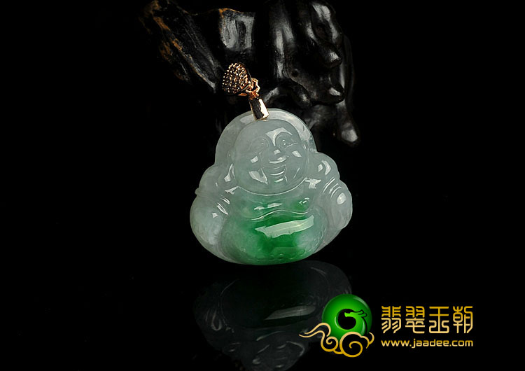 冰种翠色缅甸翡翠A货玉佛挂件