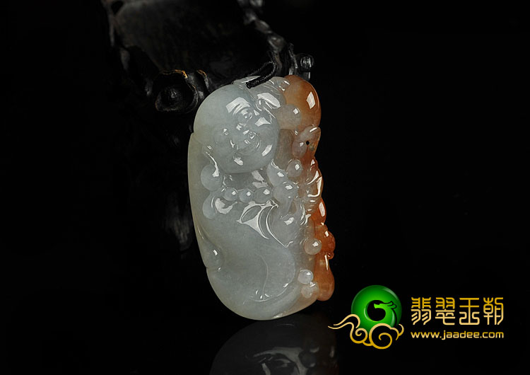 冰种褐红翡缅甸翡翠A货布袋和尚挂件