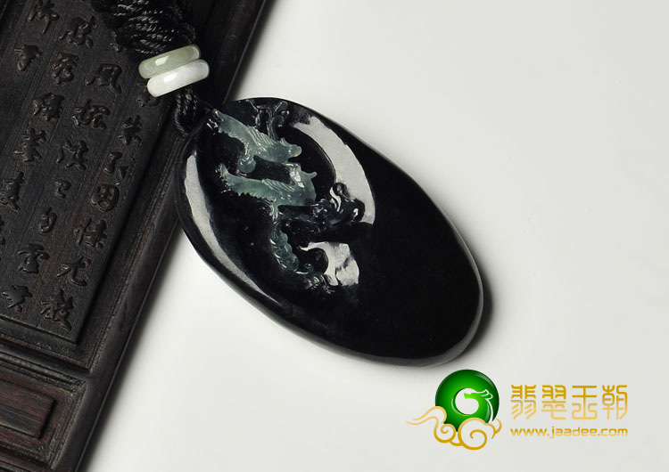 细糯种/冰种黑色晴水缅甸翡翠A货双宿双飞挂件