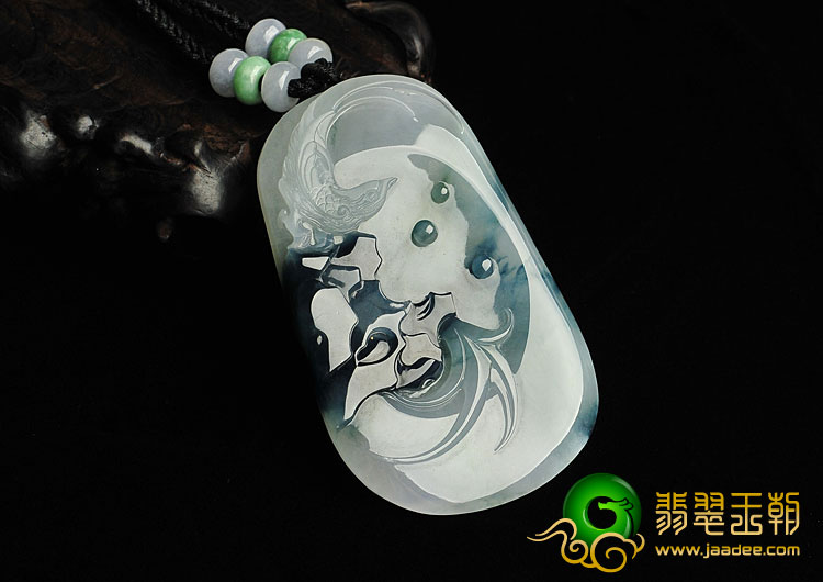 冰种飘花缅甸翡翠A货喜鹊登枝挂件