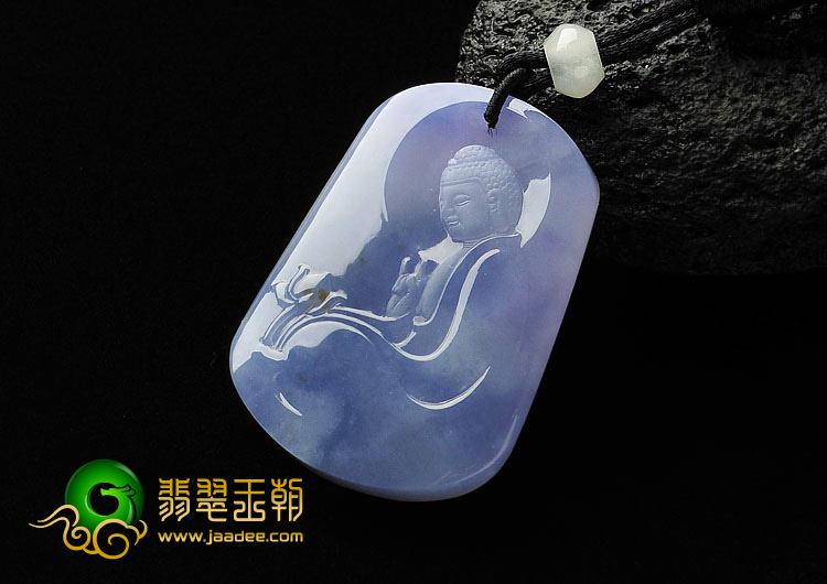冰种紫罗兰缅甸翡翠A货释迦牟尼挂件