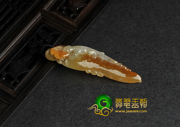 糯冰种褐黄翡缅甸翡翠A货望子成龙挂件