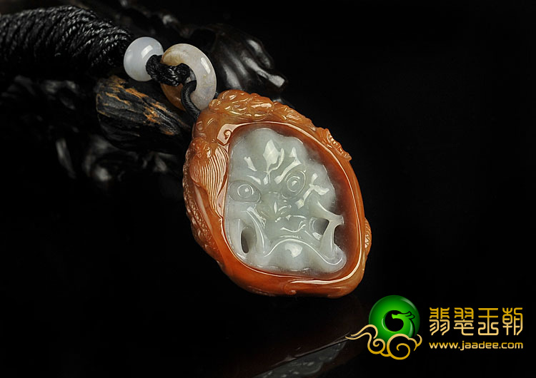 糯冰种褐红翡缅甸翡翠A货鬼头挂件