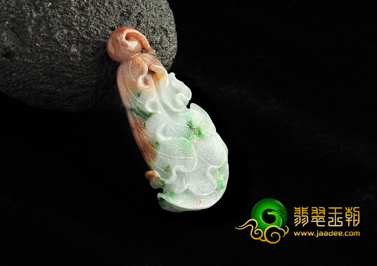 糯冰种三彩缅甸翡翠A货白菜挂件