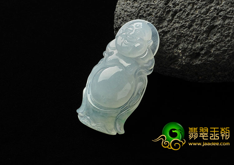 冰种晴水略飘花缅甸翡翠A货玉佛挂件
