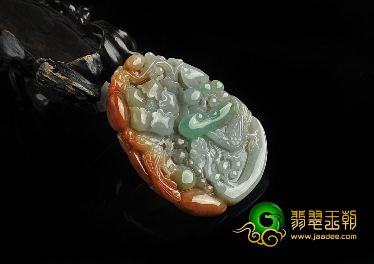 糯冰种三彩缅甸翡翠A货鸟语花香挂件