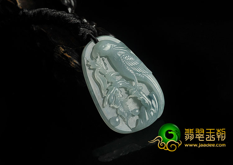 糯冰种飘花缅甸翡翠A货喜上枝头挂件