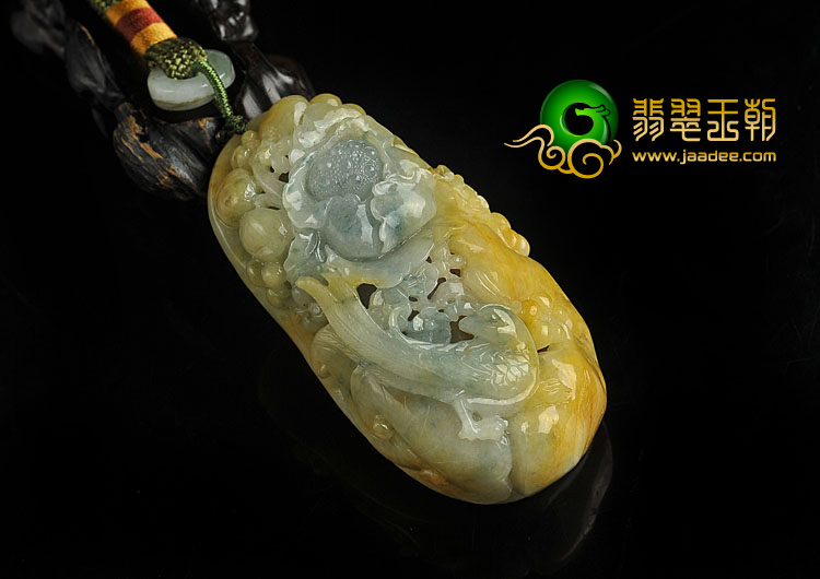 糯冰种褐黄翡飘花缅甸翡翠A货鸟语花香手玩件
