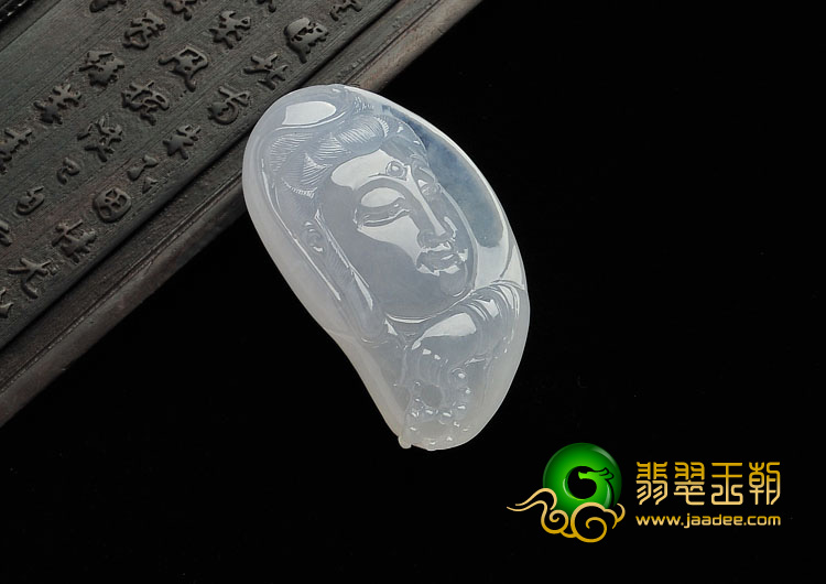 冰种淡紫罗兰缅甸翡翠A货观音头挂件