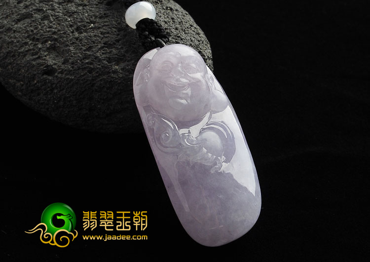 冰种淡紫罗兰缅甸翡翠A货玉佛挂件