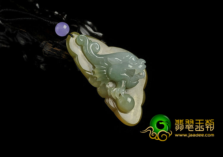 糯冰种褐黄翡缅甸翡翠A货龙头挂件