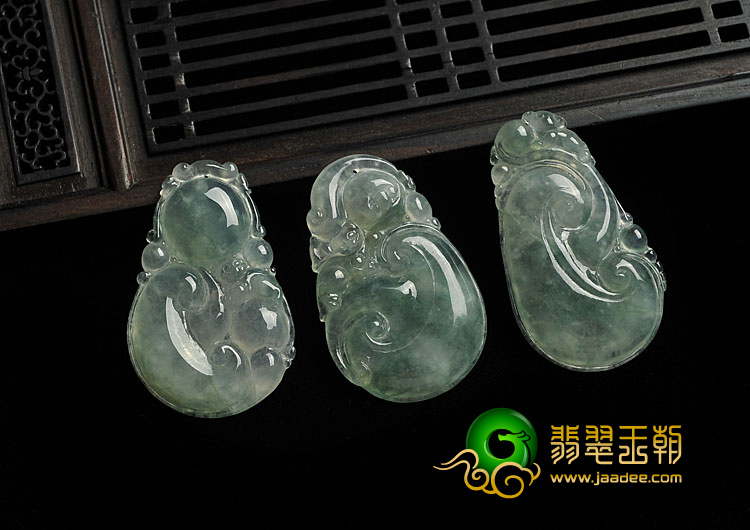 冰种飘花缅甸翡翠A货如意寿挂件（单价）