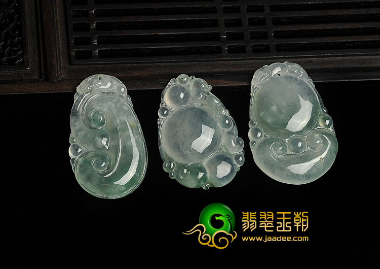 冰种飘花缅甸翡翠A货如意寿挂件（单价）