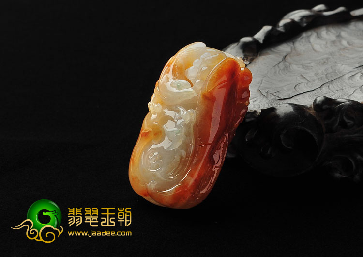 糯冰种红黄翡缅甸翡翠A货花开富贵挂件