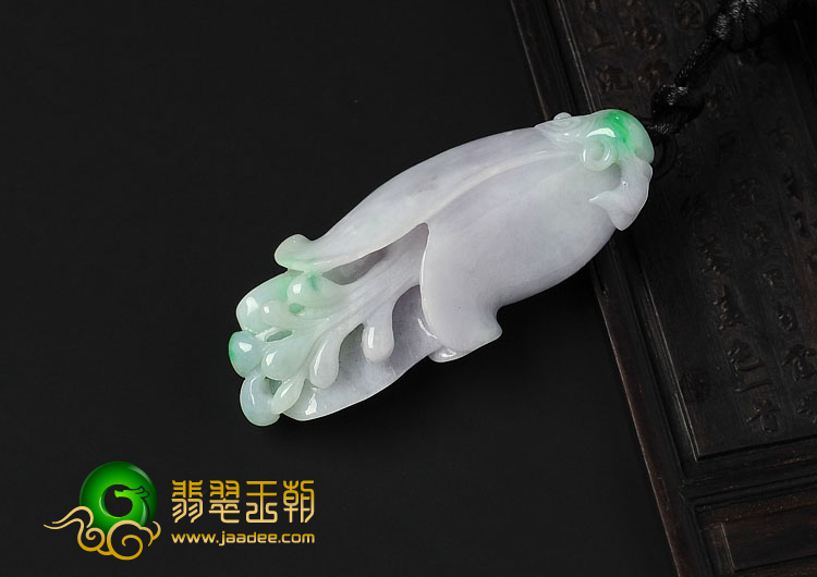糯冰种春带彩缅甸翡翠A货玉兰花挂件