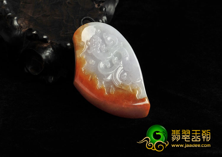 糯冰种褐红翡缅甸翡翠A货府中有龙挂件