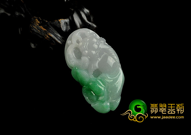 糯冰种翠色缅甸翡翠A货金玉满堂挂件