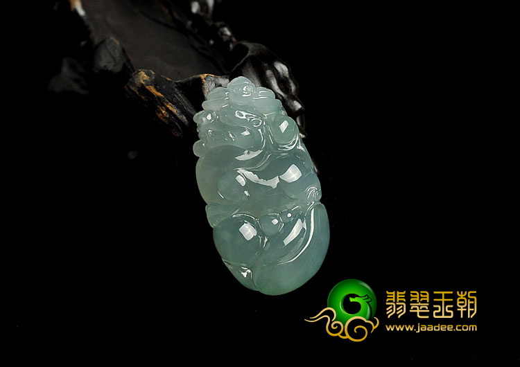冰种晴水缅甸翡翠A货福寿如意挂件