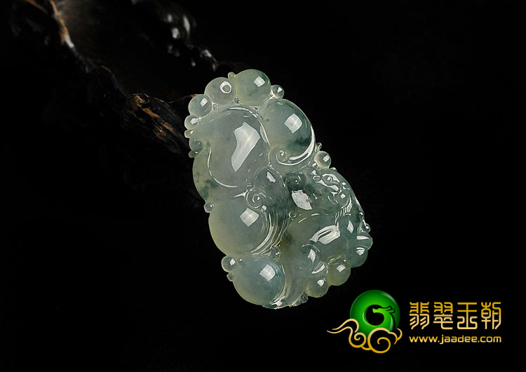 冰种飘花缅甸翡翠A货如意寿挂件