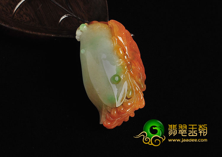 糯冰种黄加绿缅甸翡翠A货蝶恋花挂件