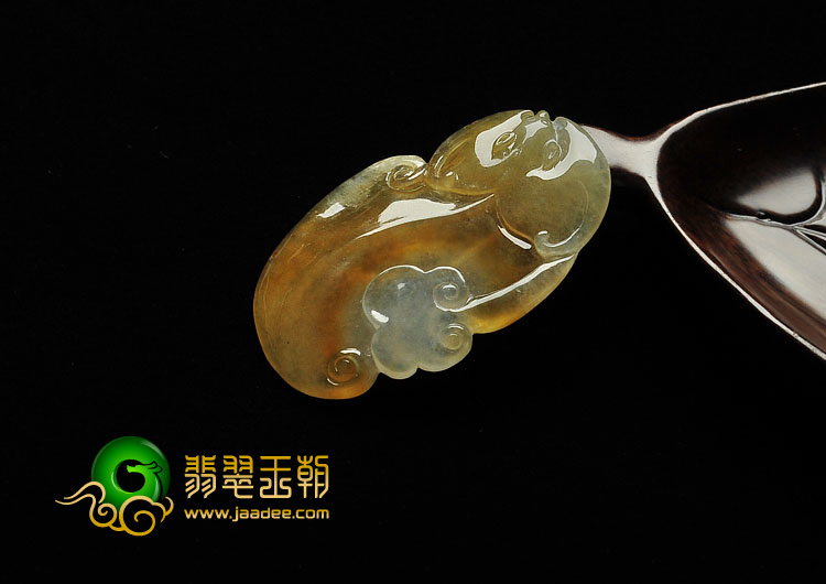 冰种褐黄翡缅甸翡翠A货如意挂件