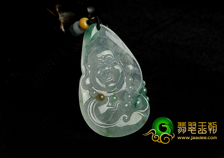 冰种飘花缅甸翡翠A货玉佛挂件