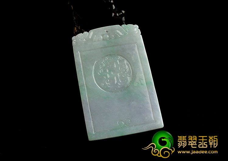 糯冰种春带彩缅甸翡翠A货仿古牌挂件