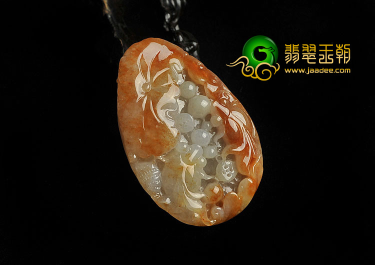 糯冰种红黄翡缅甸翡翠A货金玉满堂挂件