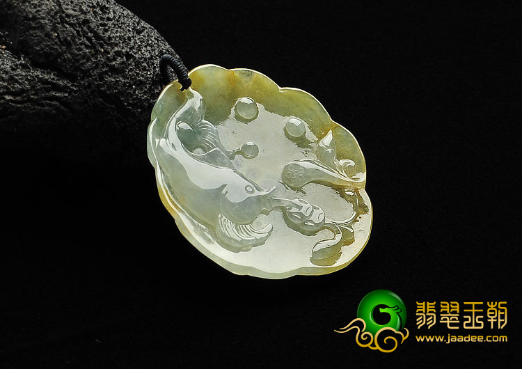 冰种黄翡缅甸翡翠A货年年有余挂件