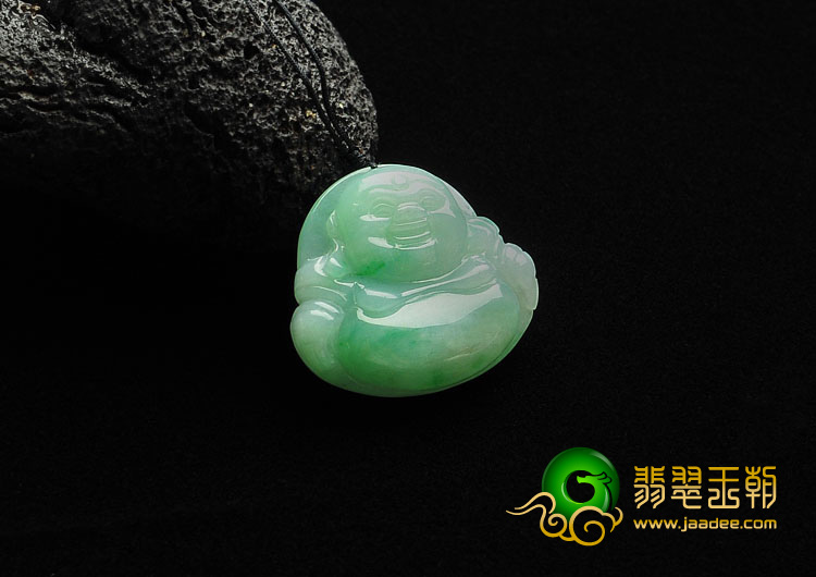 糯冰种飘翠缅甸翡翠A货玉佛挂件