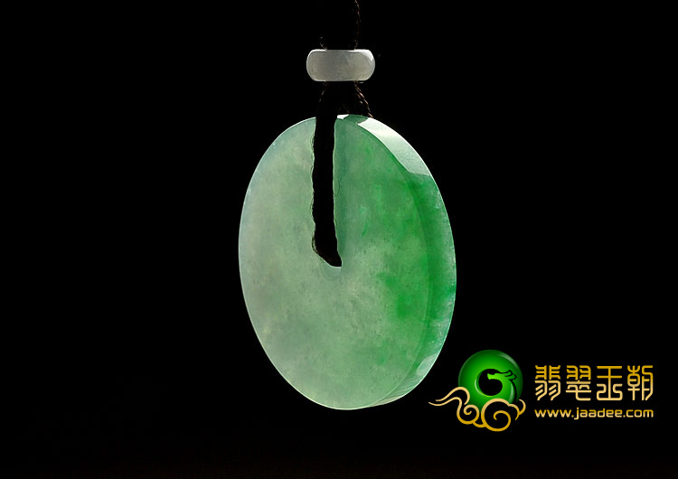 冰种阳绿缅甸翡翠A货平安扣挂件