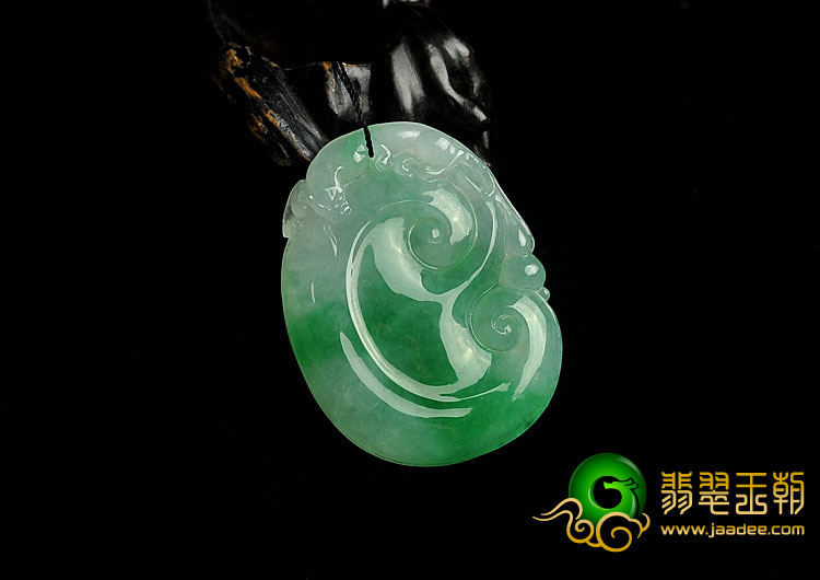 冰种阳绿缅甸翡翠A货如意寿挂件