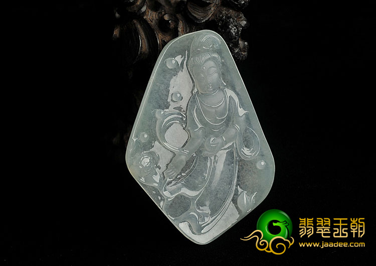 冰种缅甸翡翠A货观音挂件