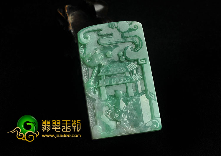 糯冰种翠色缅甸翡翠A货鲤鱼跃龙门挂件