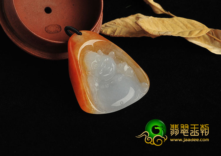 糯冰种红黄翡缅甸翡翠A货玉佛挂件