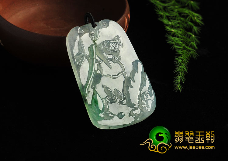 冰种晴水飘花缅甸翡翠A货一路连科挂件