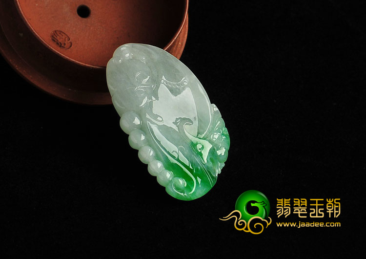 冰种翠色缅甸翡翠A货福寿如意挂件